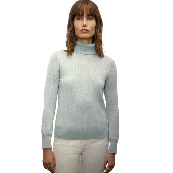 NWT Club Monaco Cashmere Keyhole Turtleneck Sweater in Jade Green Size XS - Picture 1 of 16